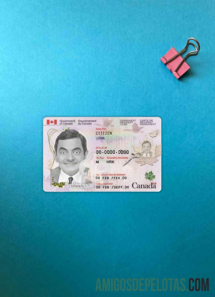 Cartão de Residente Permanente do Canadá Versão 2 Photolook FRONT amostra